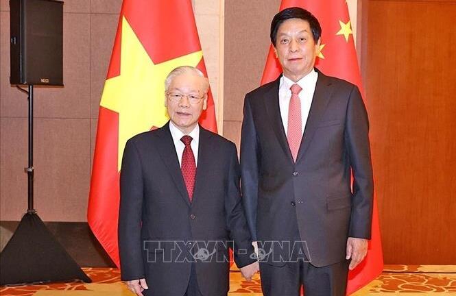 Tổng Bí thư Nguyễn Phú Trọng hội kiến Ủy viên trưởng Nhân đại Trung Quốc Lật Chiến Thư