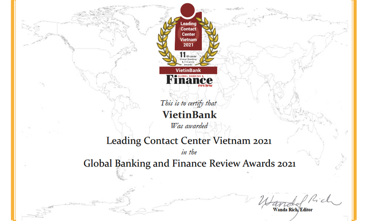VietinBank được vinh danh “Trung tâm Dịch vụ khách hàng dẫn đầu Việt Nam” 4 năm liên tiếp