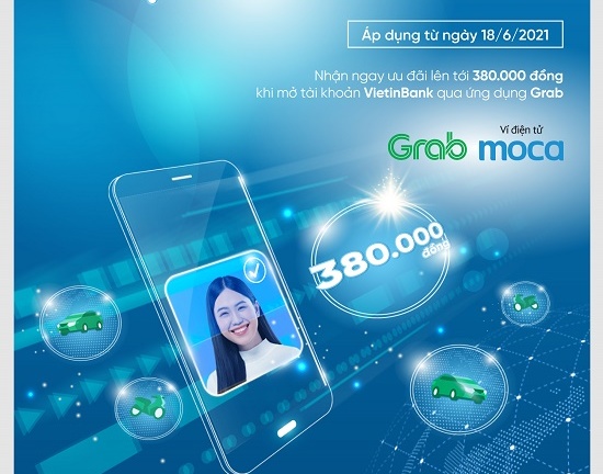 Khuyến mãi người dùng mở tài khoản VietinBank trực tuyến từ ứng dụng Grab