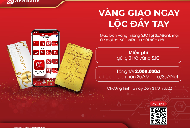 SeABank mở rộng cung cấp dịch vụ mua bán vàng SJC trực tuyến