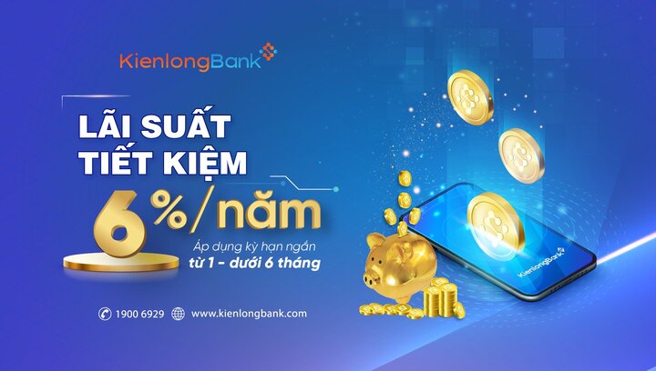 KienlongBank điều chỉnh lãi suất ngắn hạn lên tối đa 6%/năm