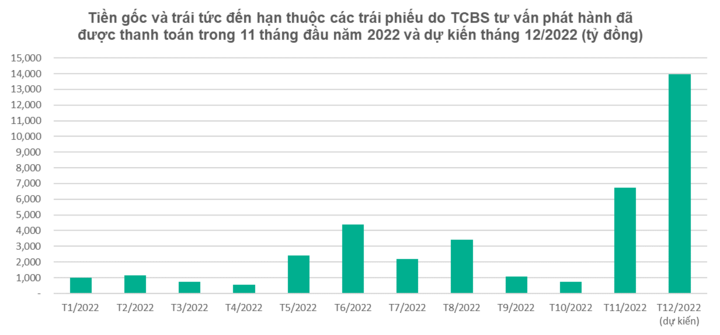 Lô trái phiếu 10.000 tỷ đồng tư vấn phát hành qua TCBS đã hoàn tất thanh toán lãi và gốc trong 2 tháng cuối 2022