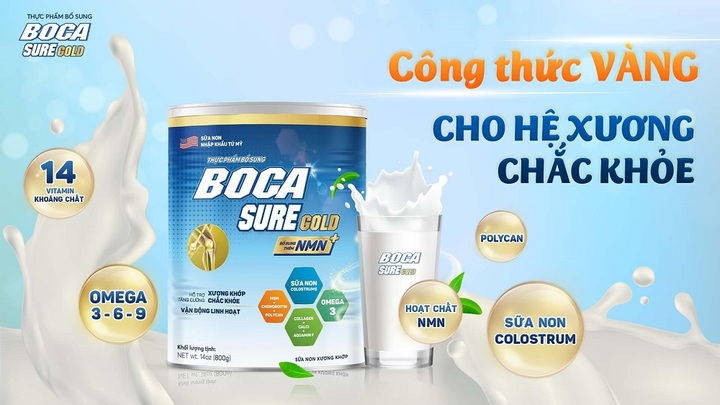 Boca Sure Gold – sữa non xương khớp thế hệ mới giúp xương khớp linh hoạt, cải thiện sức khỏe toàn diện cho người dùng