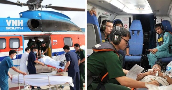 Dùng trực thăng EC 225 đưa 3 ngư dân từ Trường Sa vào đất liền cấp cứu