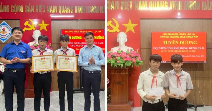 Tặng bằng khen hai học sinh lớp 7 cứu hai em nhỏ đuối nước được