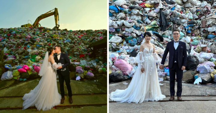 Độc lạ đến ngỡ ngàng cặp đôi với bộ ảnh cưới chụp tại bãi rác