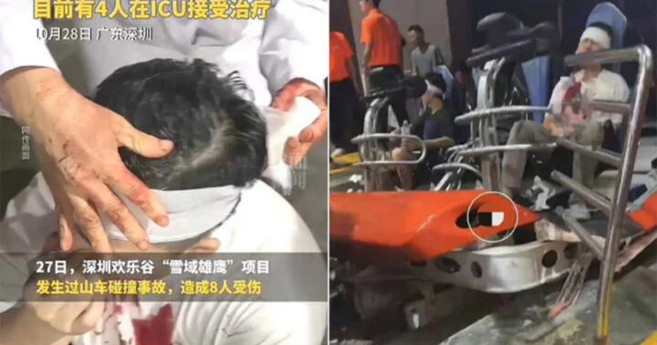 Hai tàu lượn siêu tốc đâm nhau, hiện trường vô cùng hỗn loạn