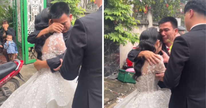 Khoảnh khắc gái cưng bé bỏng tìm được  "bến đỗ ", cha  "nước mắt nhạt nhòa " như  "chạm vào trái tim " người xem