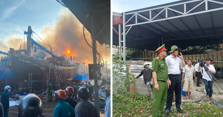 Vụ cháy xưởng tàu ở Phan Thiết: Lãnh đạo tỉnh tạm dừng họp, trực tiếp xuống hiện trường