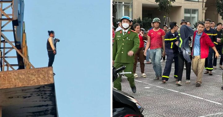 Giải cứu cô gái đứng cheo leo trên nóc chung cư 25 tầng định tự tử ở Nghệ An