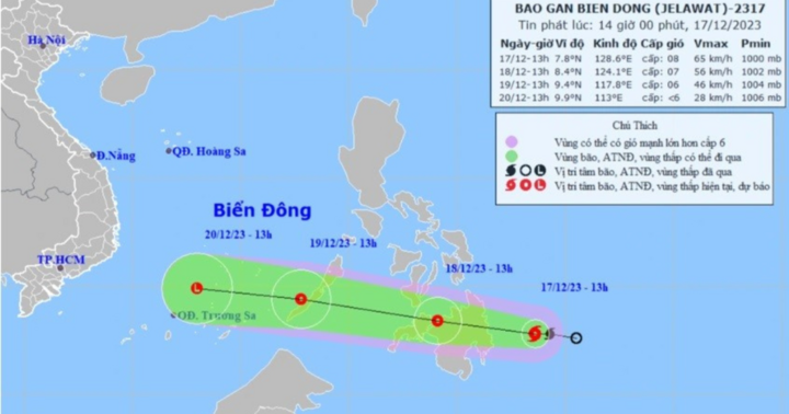 Khi nào bão JELAWAT vào biển Đông?