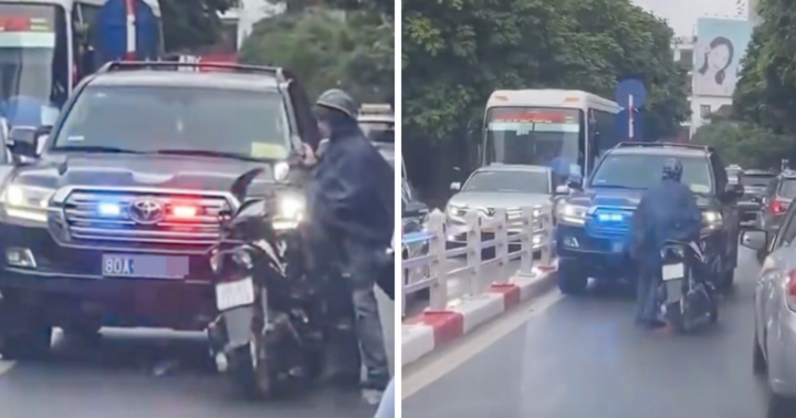 Vụ xe biển xanh 80A bị chặn trên phố Hà Nội: Ô tô đã bật đèn nháy, báo hiệu, đèn ưu tiên