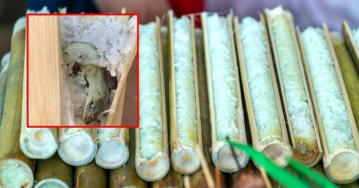 Ăn cơm lam bỗng thấy mùi thịt nướng lạ, cô gái 