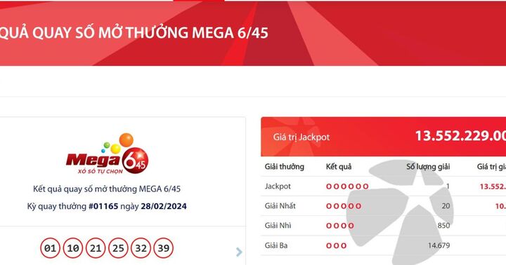 Tìm thấy chủ nhân vé Vietlott trị giá hơn 13 tỷ đồng