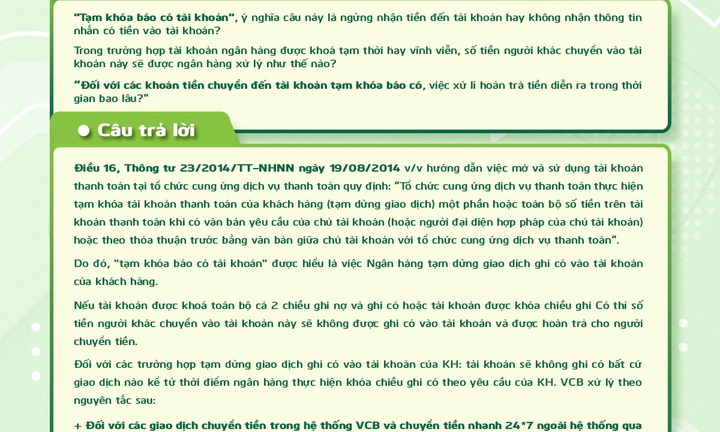 Vietcombank lên tiếng lý giải về chức năng 