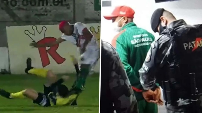 Video: Nam cầu thủ nổi điên, hành hung trọng tài ngay trên sân sau khi bị thẻ vàng