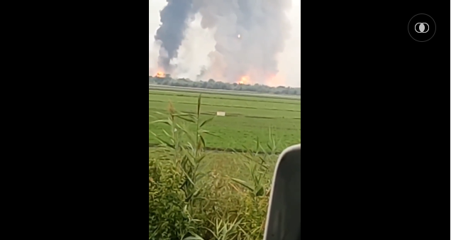 Video: Cận cảnh kho đạn của Nga tại Crimea bốc cháy dữ dội