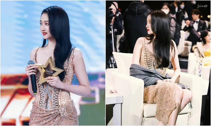 Quan Hiểu Đồng đốt mọi ánh nhìn với váy xuyên thấu tại lễ trao giải