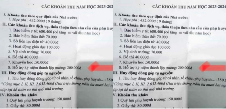 Thu 200.000 đồng hỗ trợ kỷ niệm thành lập trường, hiệu trưởng nói