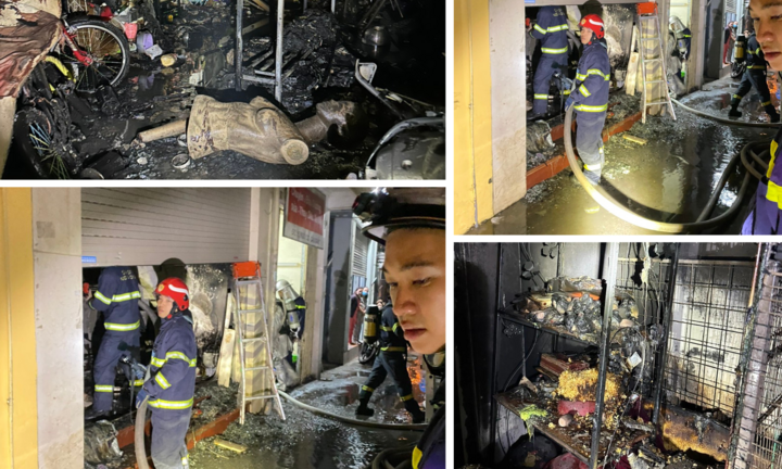 Hiện trường vụ cháy nhà 4 tầng trong đêm ở Cầu Giấy, 8 người thoát nạn