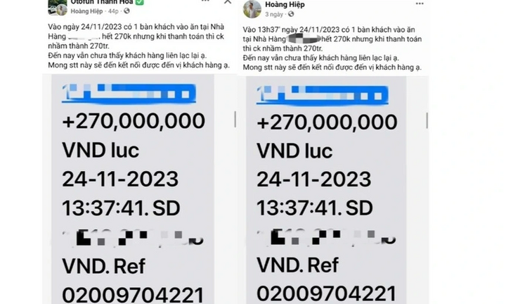 Vụ nhà hàng tìm thực khách chuyển nhầm 270 triệu đồng: Nhiều người