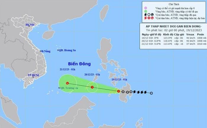 Đêm nay (19/12) áp thấp nhiệt đới đi vào Biển Đông