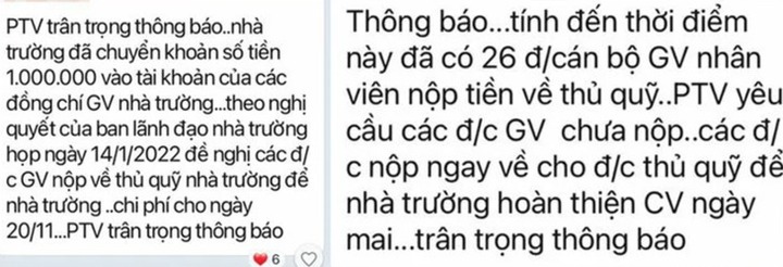 Giáo viên tố trường nhiều lần chuyển tiền