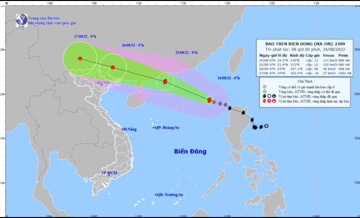 Bão Ma-on đã tiến vào Biển Đông, miền Bắc có thể mưa lớn trong hai ngày