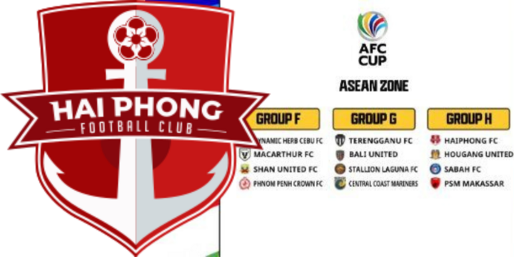 CLB Hải Phòng nằm ở bảng H tại vòng bảng AFC Cup 2023/2024