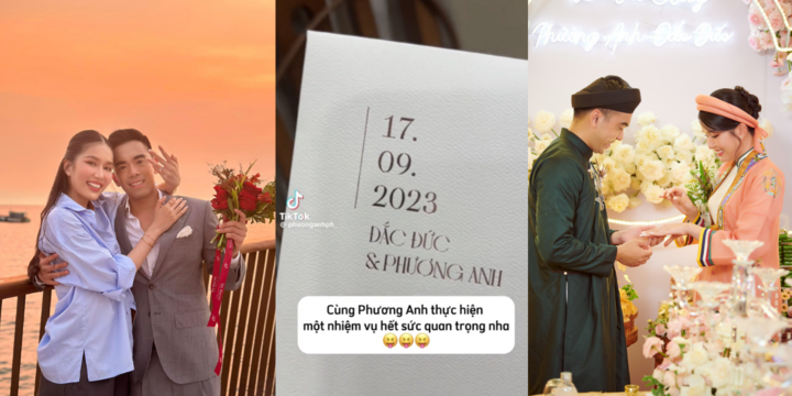 Á hậu Phương Anh khoe thiệp cưới, xác nhận ngày lên xe hoa