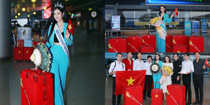 Hoa hậu Nông Thúy Hằng mang hành lý 70kg đi thi quốc tế