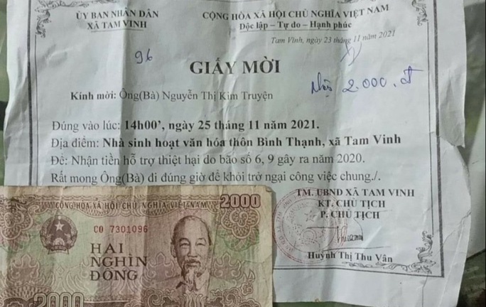 Quảng Nam: Hộ dân thiệt hại 1 cây chuối do bão, nhận hỗ trợ 2 nghìn đồng