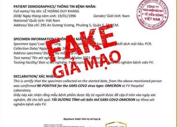 Sở Y tế TP.HCM: Thông tin có ca mắc COVID-19 mang biến thể Omicron là giả mạo