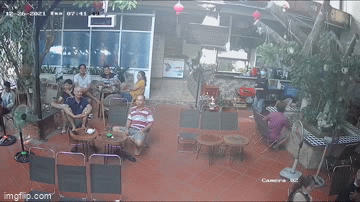 Video: Cây tiểu cảnh bất ngờ bật gốc, người đàn ông thoát chết trong gang tấc