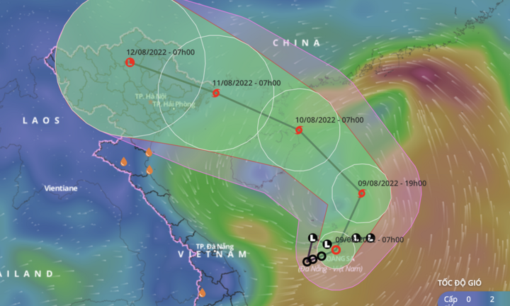 Áp thấp nhiệt đới đã mạnh lên thành bão số 2, sức gió giật cấp 10