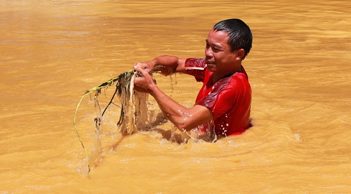 Tin thời sự mới nóng nhất 17/9: Bí thư xã ở Nghệ An ngụp lặn dưới nước lũ thông cống