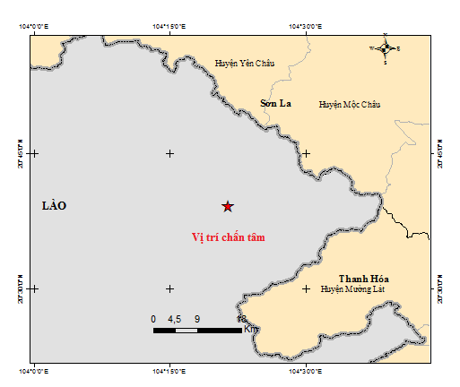 Khu vực biên giới ở Sơn La xảy ra trận động đất 3,7 độ richter