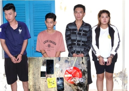 Bắt quả tang 4 thanh niên sử dụng trái phép ma túy và cỏ Mỹ