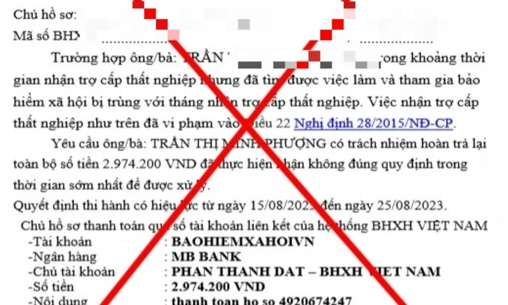 Cảnh báo chiêu thức mạo danh BHXH thu hồi tiền trợ cấp thất nghiệp 