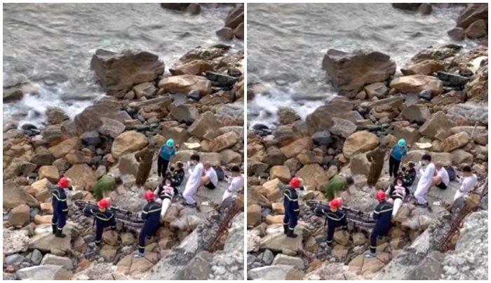 Cô gái trẻ rơi xuống vực khi đang chụp ảnh, bạn trai hô hoán nhờ người giúp đỡ