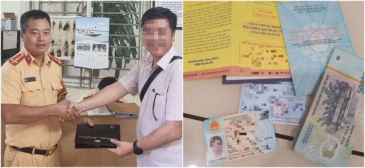 Thượng úy CSGT nhặt được chiếc cặp chứa gần 50 triệu đồng, trả lại người đánh rơi