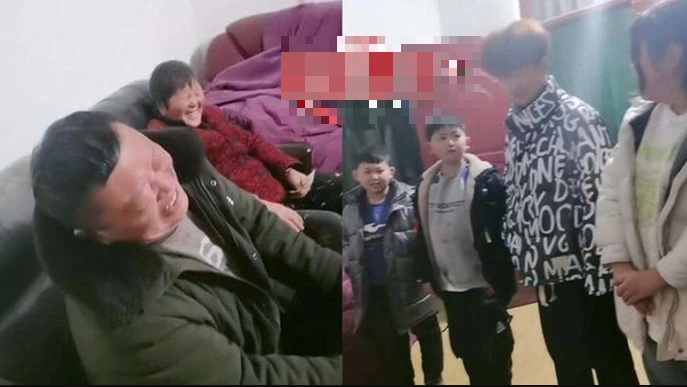 Chúc Tết ông bà ngoại, bé trai khiến cả nhà cười bò, 