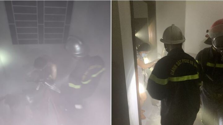 Giải cứu 9 người mắc kẹt trong vụ cháy nhà giữa đêm ở Hà Nội