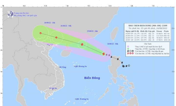 Bão số 3 mạnh cấp 11, giật cấp 14 vào Biển Đông
