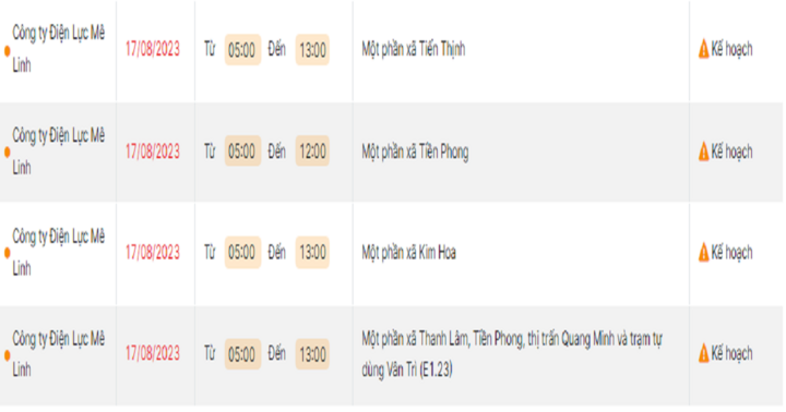 Thông báo lịch cắt điện Hà Nội ngày mai (17/8) – Cập nhật mới nhất