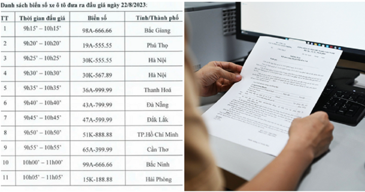 Chi tiết lịch đấu giá 11 biển số xe ô tô ngày 22/8
