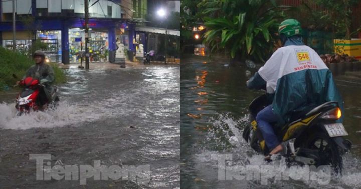 TP.HCM: Nhiều tuyến đường ngập nặng trong mưa lớn kéo dài