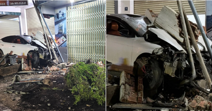 Lái xe đưa chồng ăn nhậu về, nữ tài xế tông sập hiên nhà dân