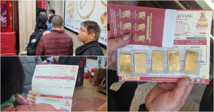 Nhộn nhịp mua bán vàng dù giá tăng cao, tiệm vàng phải phát phiếu phân luồng khách