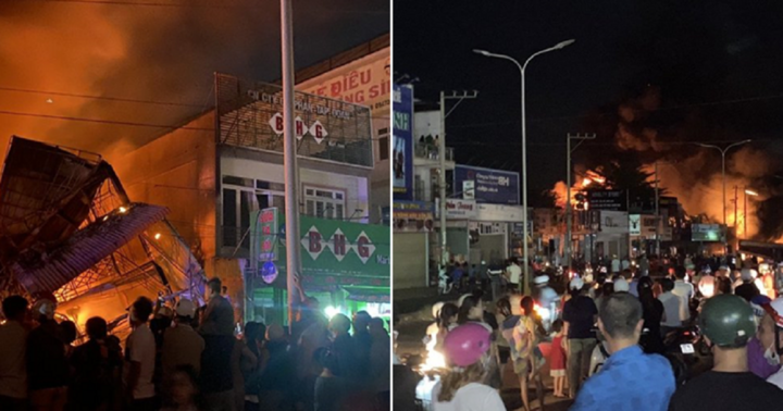 Nhà sách lớn tại Bình Phước bốc cháy dữ dội rồi đổ sập, nhiều tài sản bị thiêu rụi